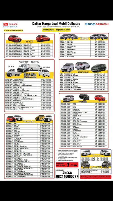 List harga akhir tahun 2024